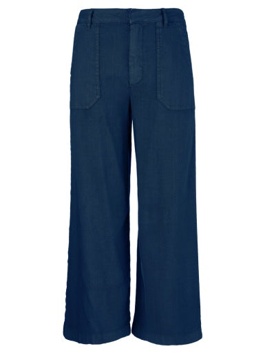 Luna Topaz high-rise wide-leg linen rayon pants with porkchop pockets