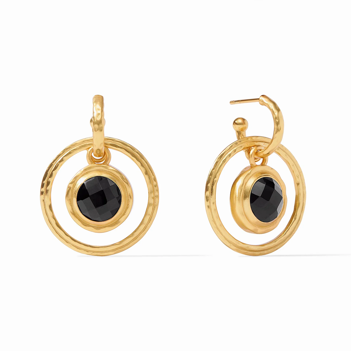 Astor 6-in-1 charm earring with gold plate finish, imported glass stones, and CZ accents in a bold silhouette.