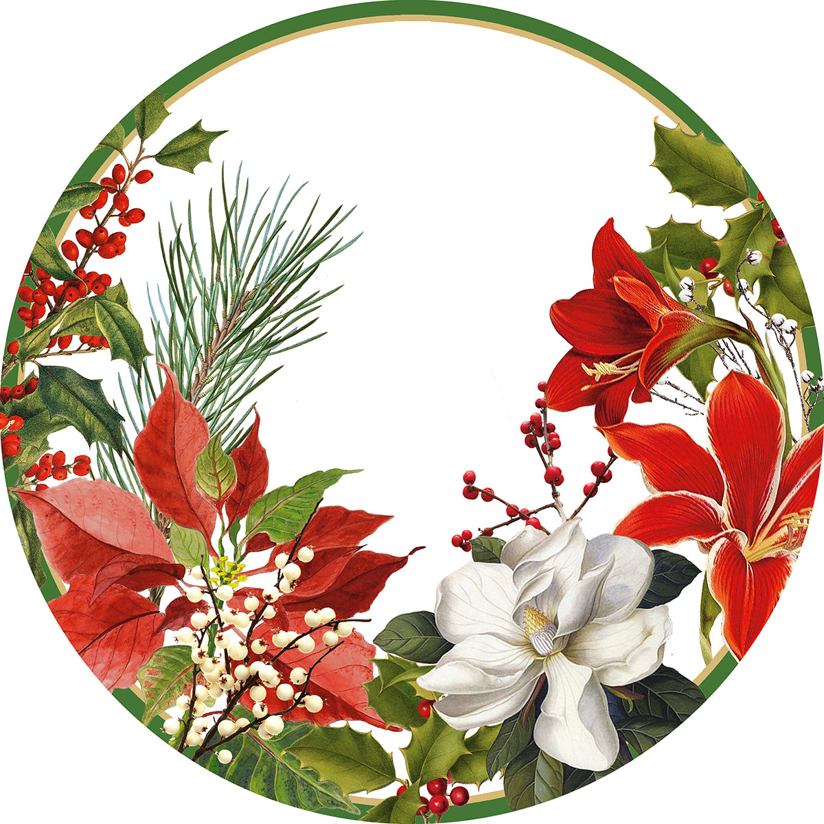 Pack of eight white paper dinner plates with a porcelain-style rim design.