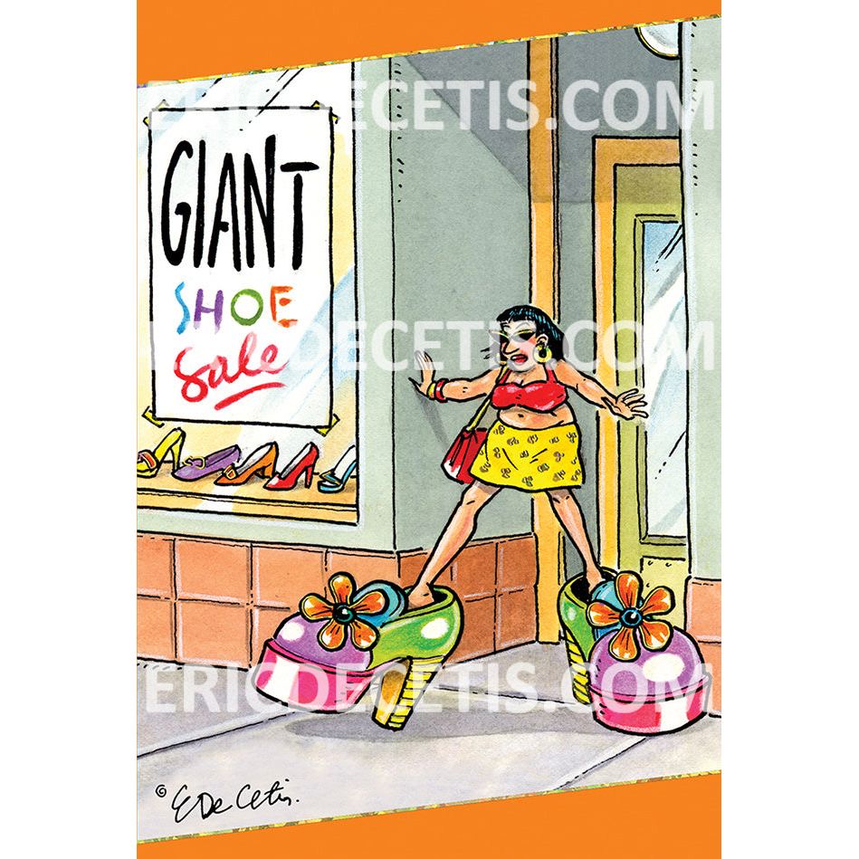 Black Eric BD sneaker with 'GIANT SHOE SALE' text on the side and a birthday cake graphic.