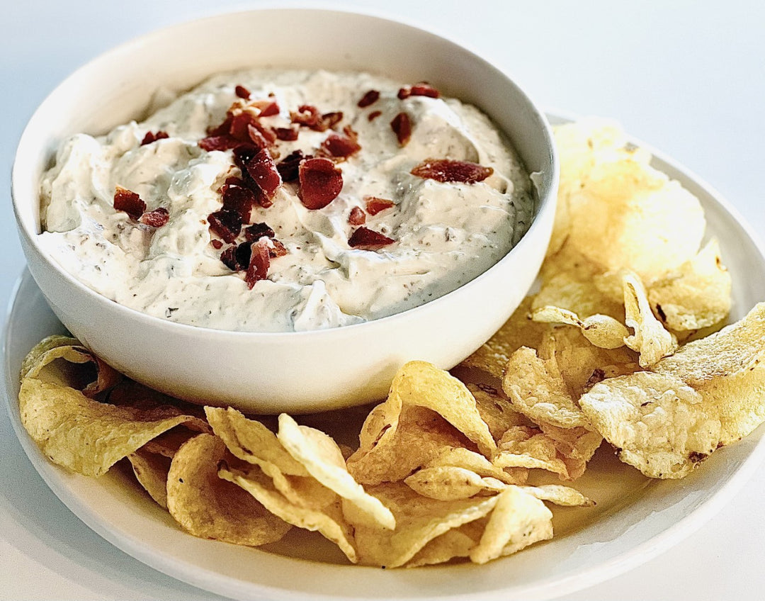 Bacon Horseradish Dip Mix packet with visible bacon pieces