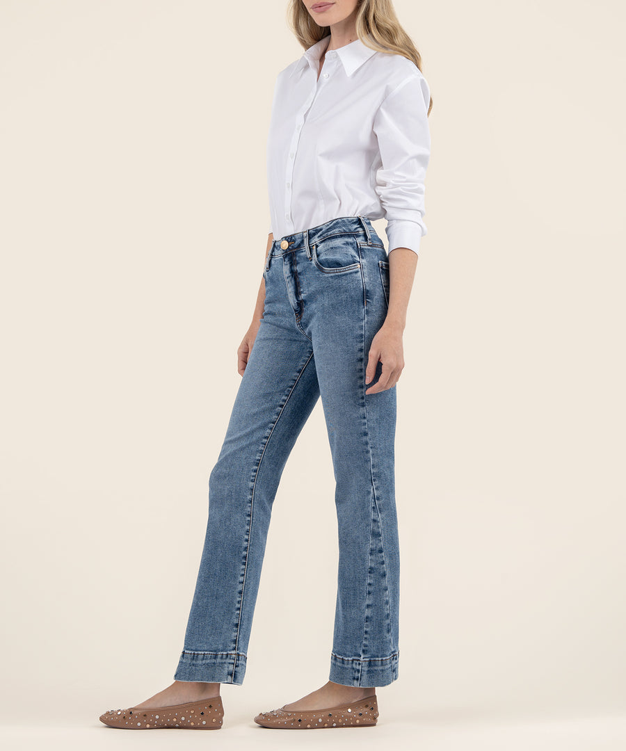 Kelsey High Rise Ankle Wide Hem Side Btm Inset