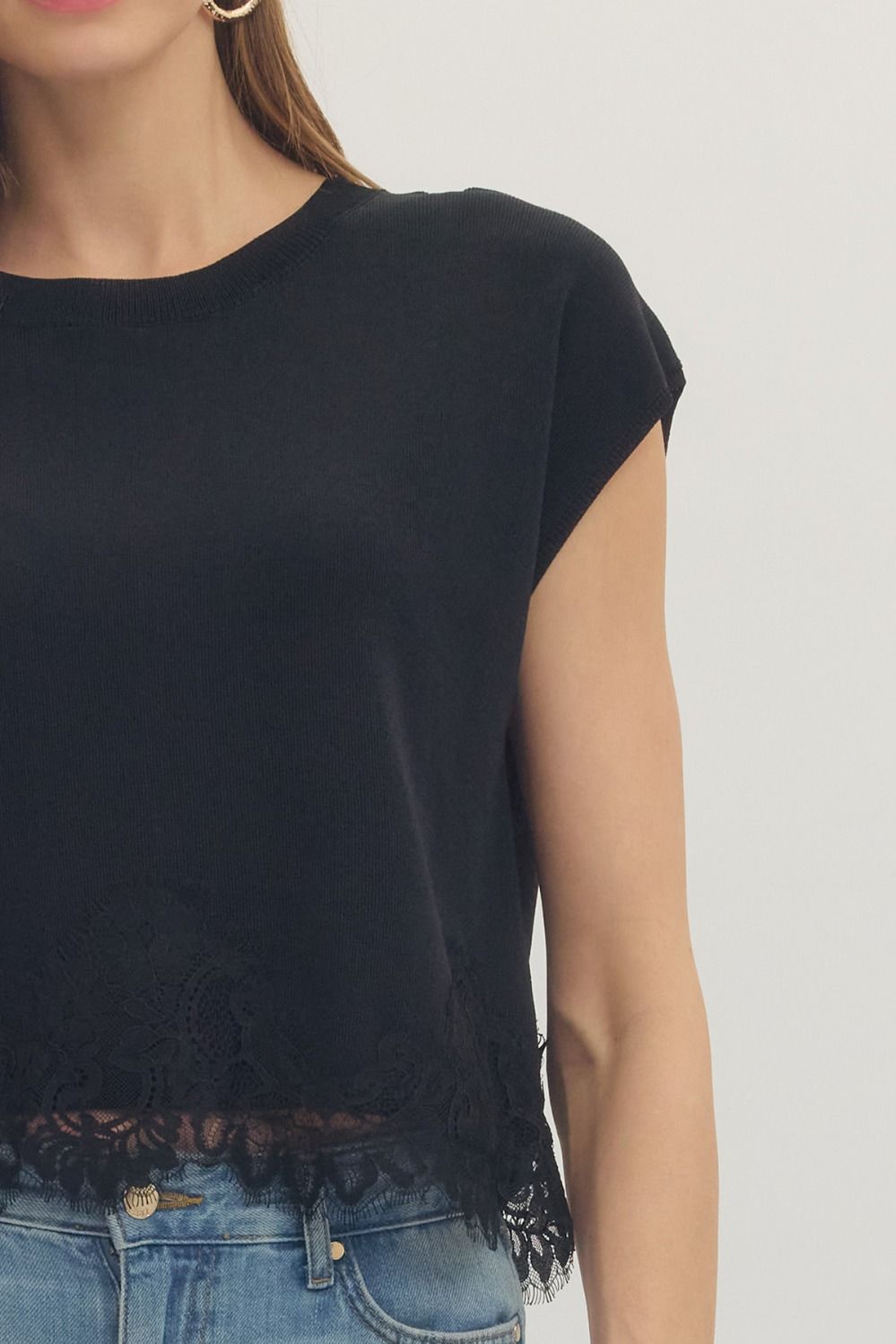 Ellie Solid Cap Sleeve Sweater Knit Top