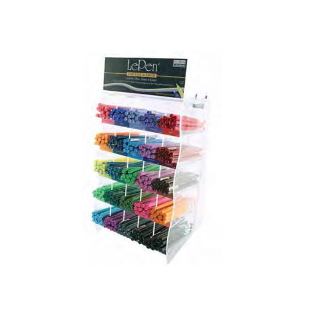 Le Pen fine point markers with micro-fine plastic tips in assorted barrel colors.