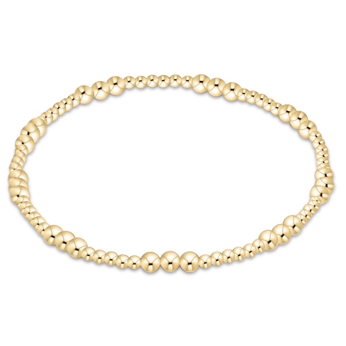 Joy Gold 3mm Bracelet featuring 2mm and 3mm 14kt gold-filled beads on an elastic band.