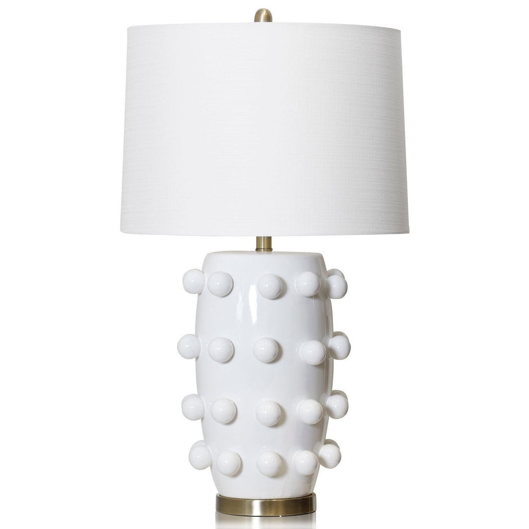 White Marni table lamp with a geometric cube-shaped shade.