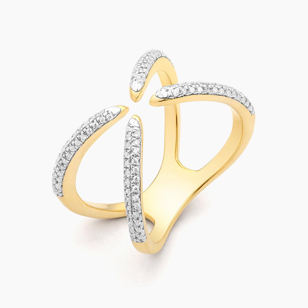 Silver-toned All Axis statement ring with a central diamond accent on a wide band.
