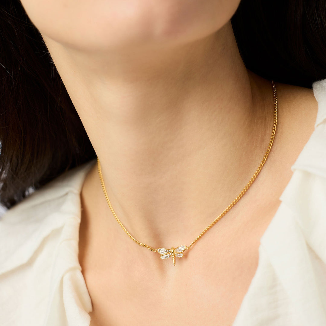 Dragonfly Pave Delicate Necklace Cubic Zirconia