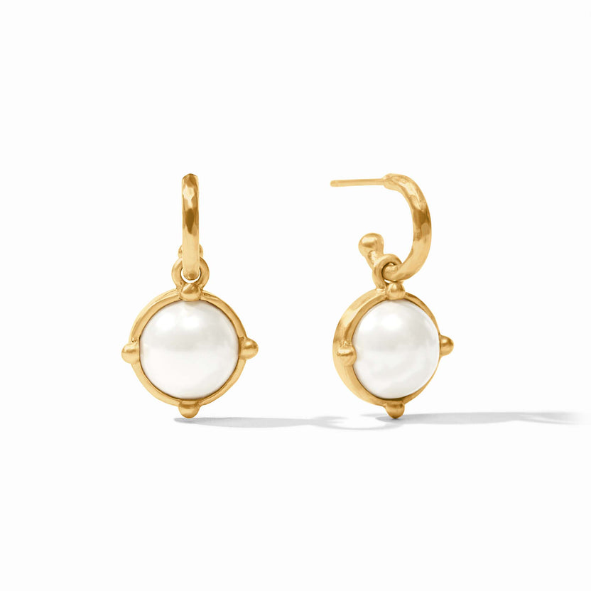 Honeybee Hoop earring with gold-tone finish featuring a small bee charm and pearl accent.