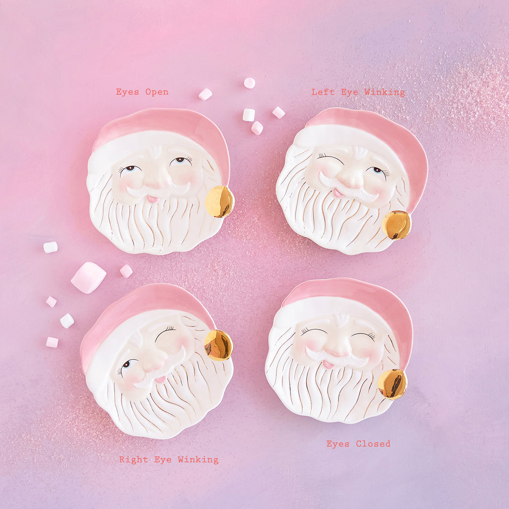 7-inch pink ceramic cookie plate with gold hand-glazed detailing