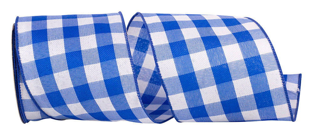 4" Celine Check Plaid Twill Wired Edge Royal