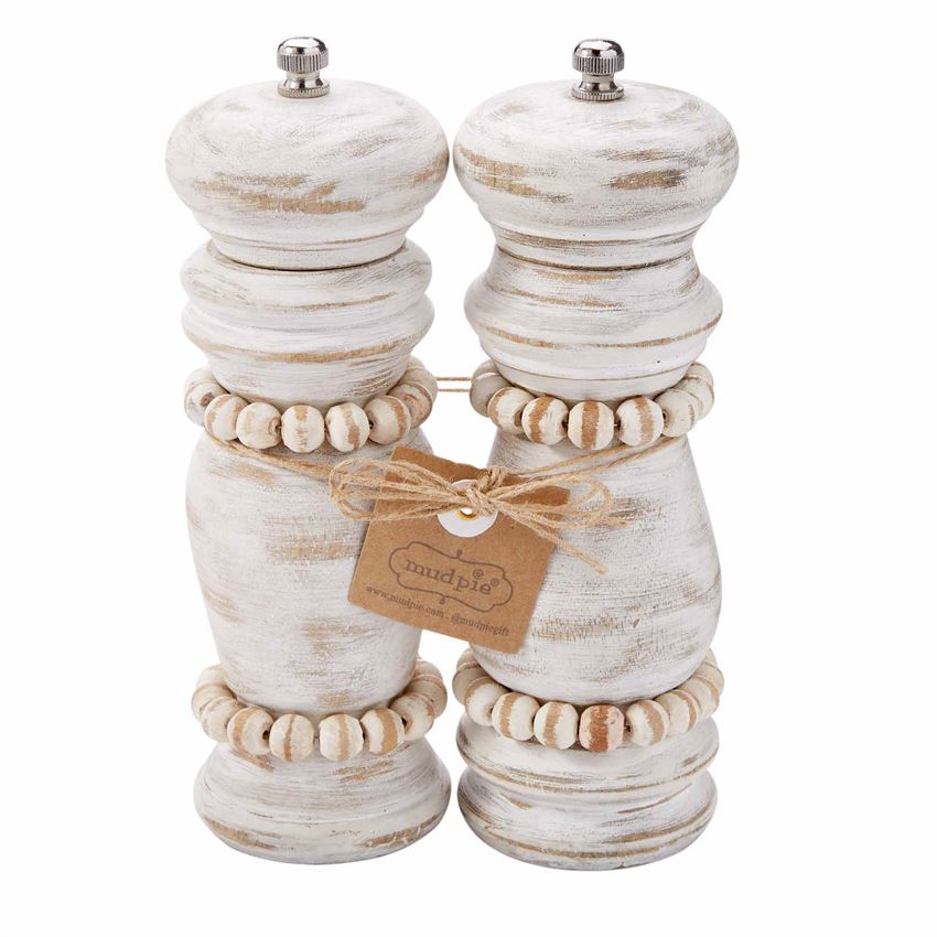WHITE WOOD SALT & PEPPER GRINDERS