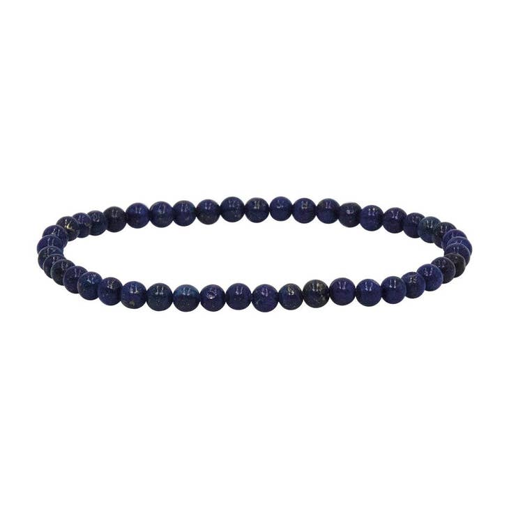Classic 4mm gemstone beaded bracelet in a neutral tone with uniform spherical beads.