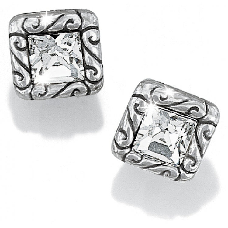 Silver plated mini post earrings featuring fine quality crystal stones