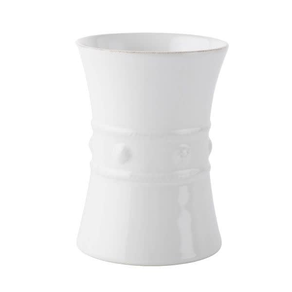 Ceramic whitewash utensil crock with berry and thread sash detail