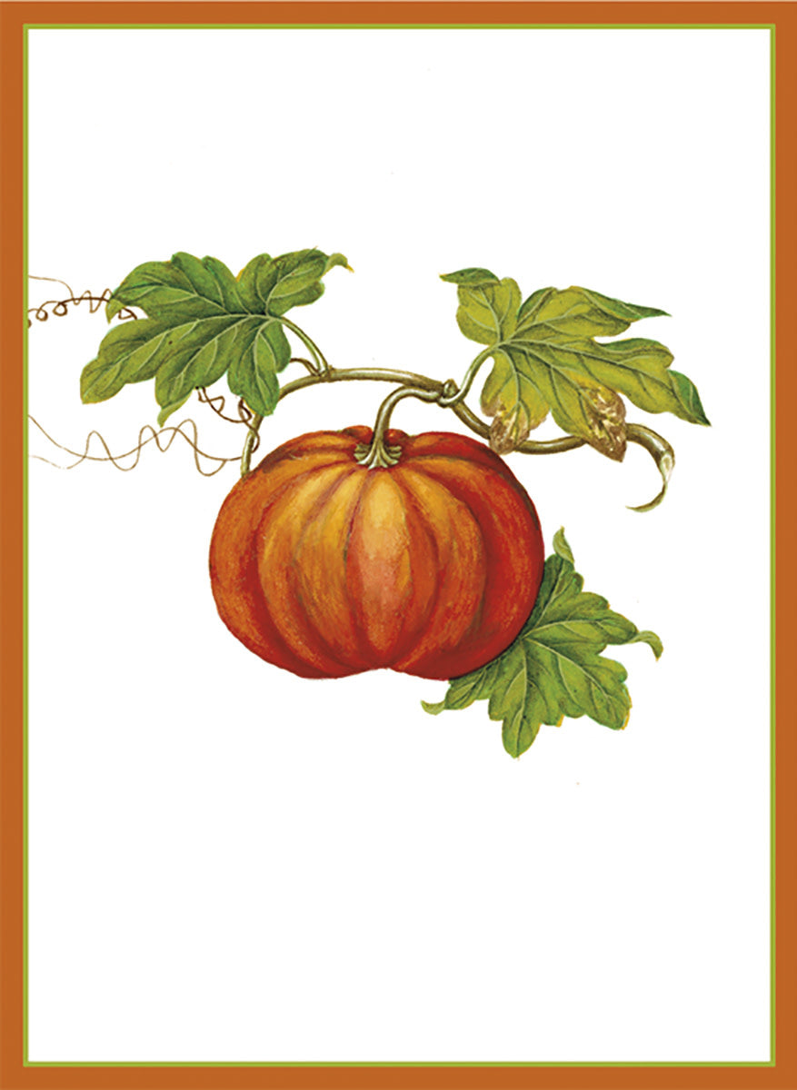 Caspari Jadin D'Automne die-cut place card featuring intricate fall foliage pattern in warm autumn tones.