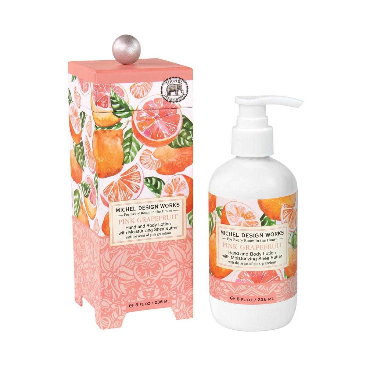 8 fl oz hand and body lotion bottle with aromatic peony scent