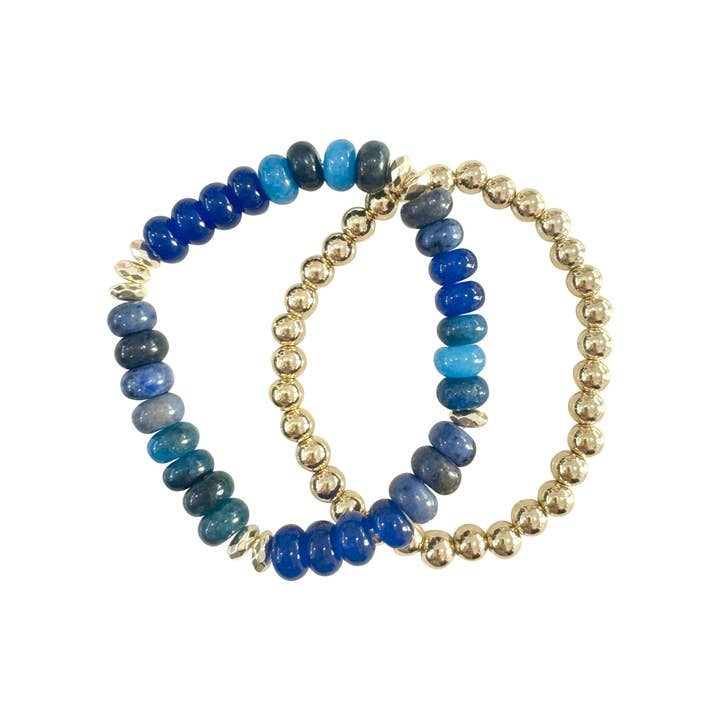 Jamie bracelet set in dark blue mix featuring layered cuffs with mixed metallic finishes