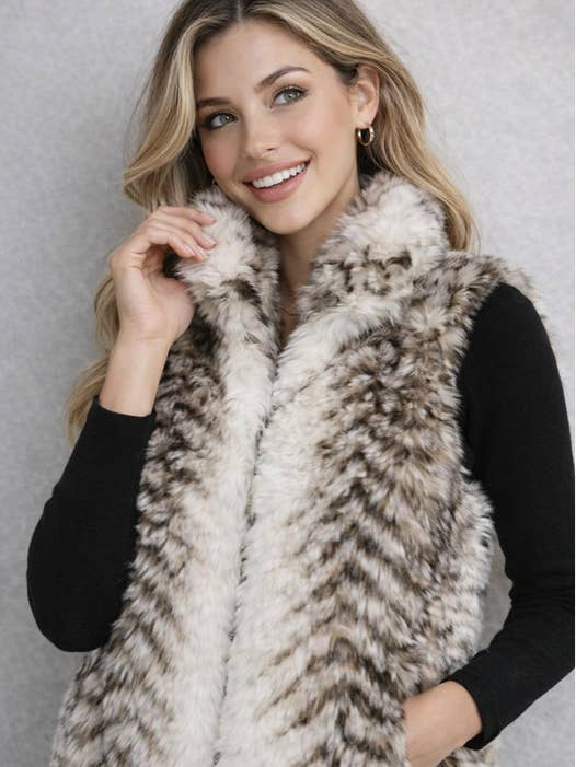 Jane Vest Vegan Long Rabbit Fur Zip