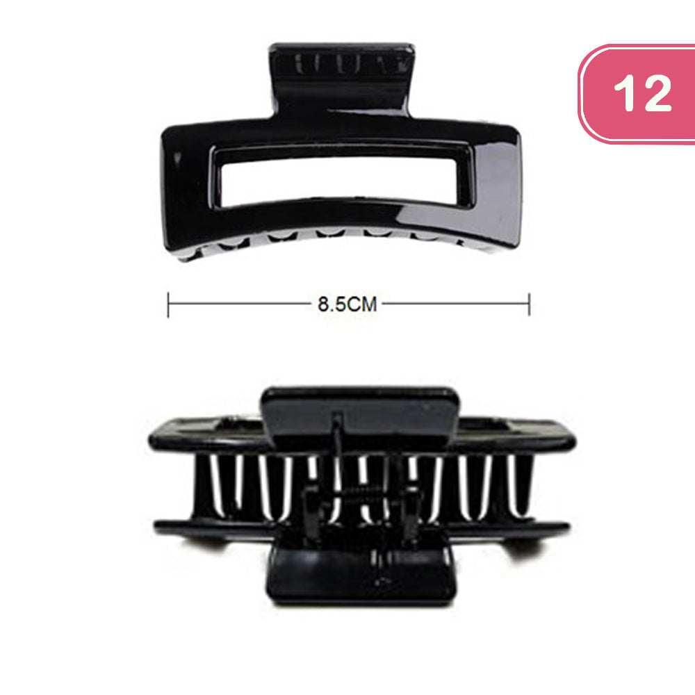 Black jaw hair clip with sleek metal finish designed to hold back hair securely.
