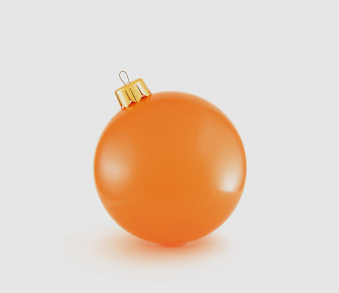 30-inch inflatable Holiball ornament in white with a topper and hanger plug.