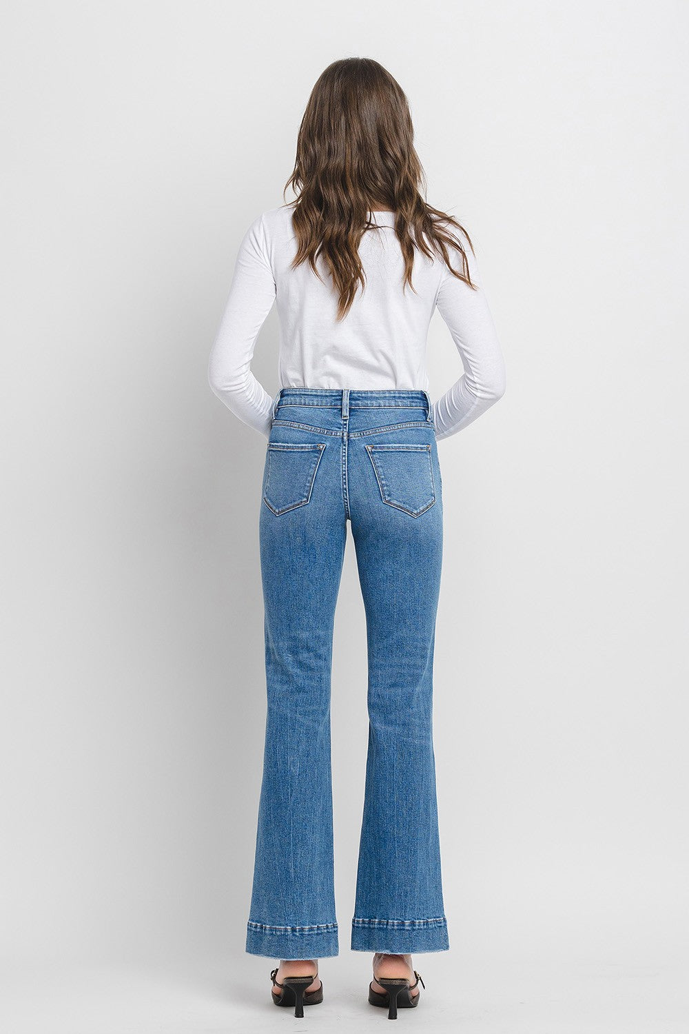 Kayla High Rise Trouser Hem Relaxed Flare Jeans