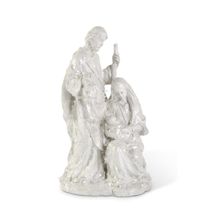 Eleven-point-five-inch white resin nativity figurine with glitter finish