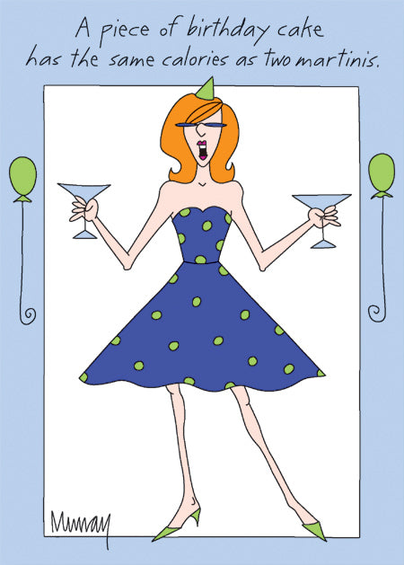 Two Martinis greeting card featuring a black background with white text.