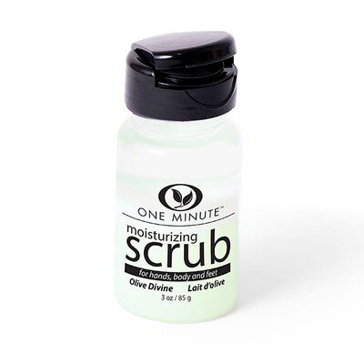 3oz Moisturizing Salt Scrub in a clear jar with visible pink salt crystals and oil.
