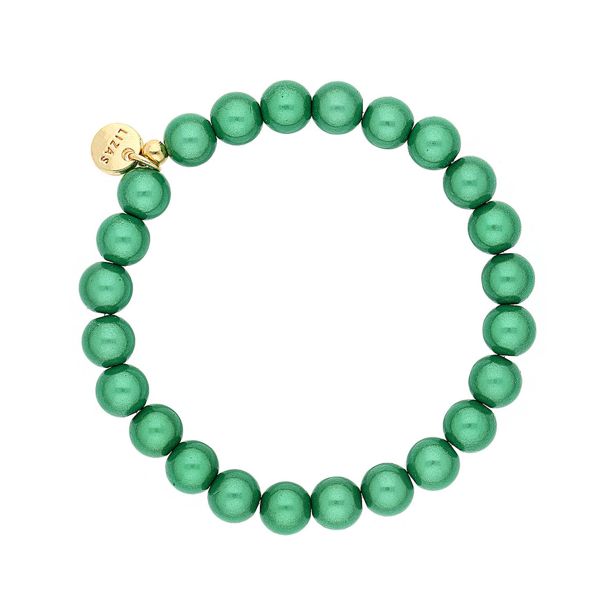 Stretch bracelet with round Czech crystal beads in white.