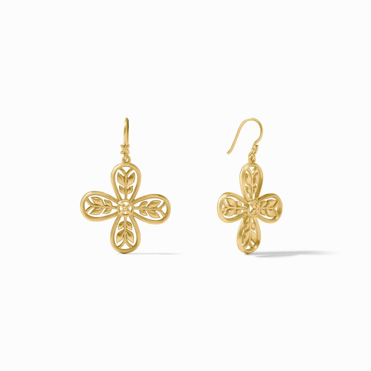 Polished silver Justine earring with a delicate wire hook design.