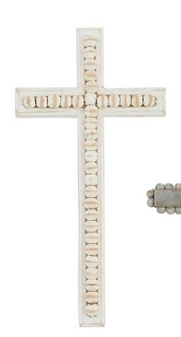 Large mango wood cross with beaded detailing