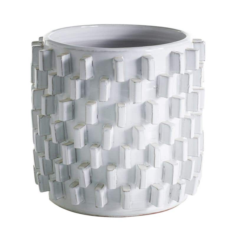 White ceramic Zona Pot with a simple cylindrical shape.