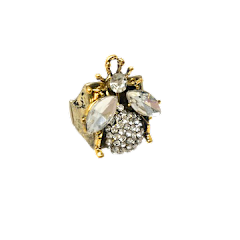 Pave and Rhinestone Bee Ring