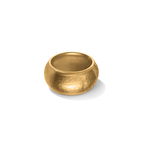 Brushed gold Meridian Geo ring with a geometric band design.