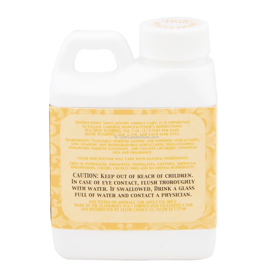 Back label of 4oz Glamorous Wash Cowboy laundry detergent showing instructions and ingredients.