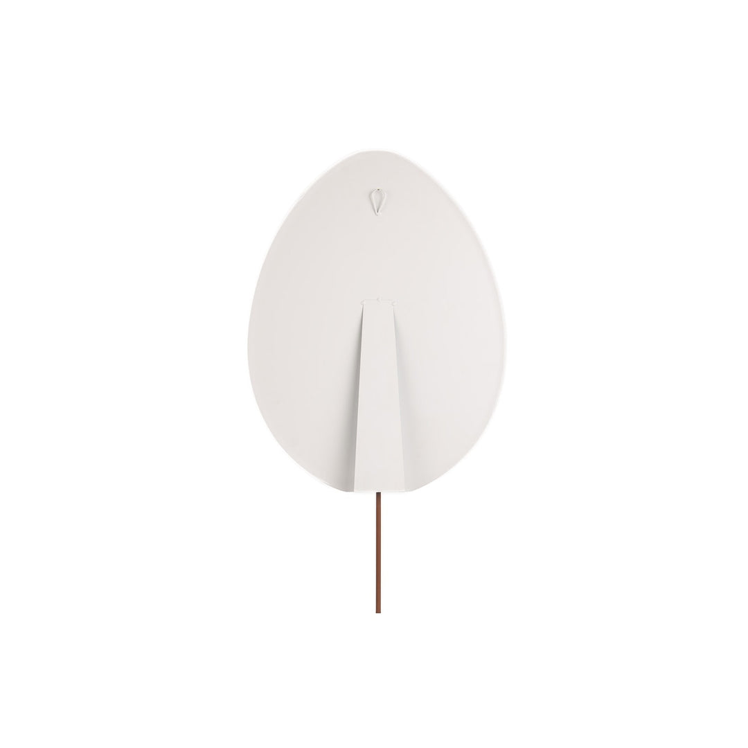 Pink ceramic Easter egg with 'Happy Easter' text in white script on a pastel background.