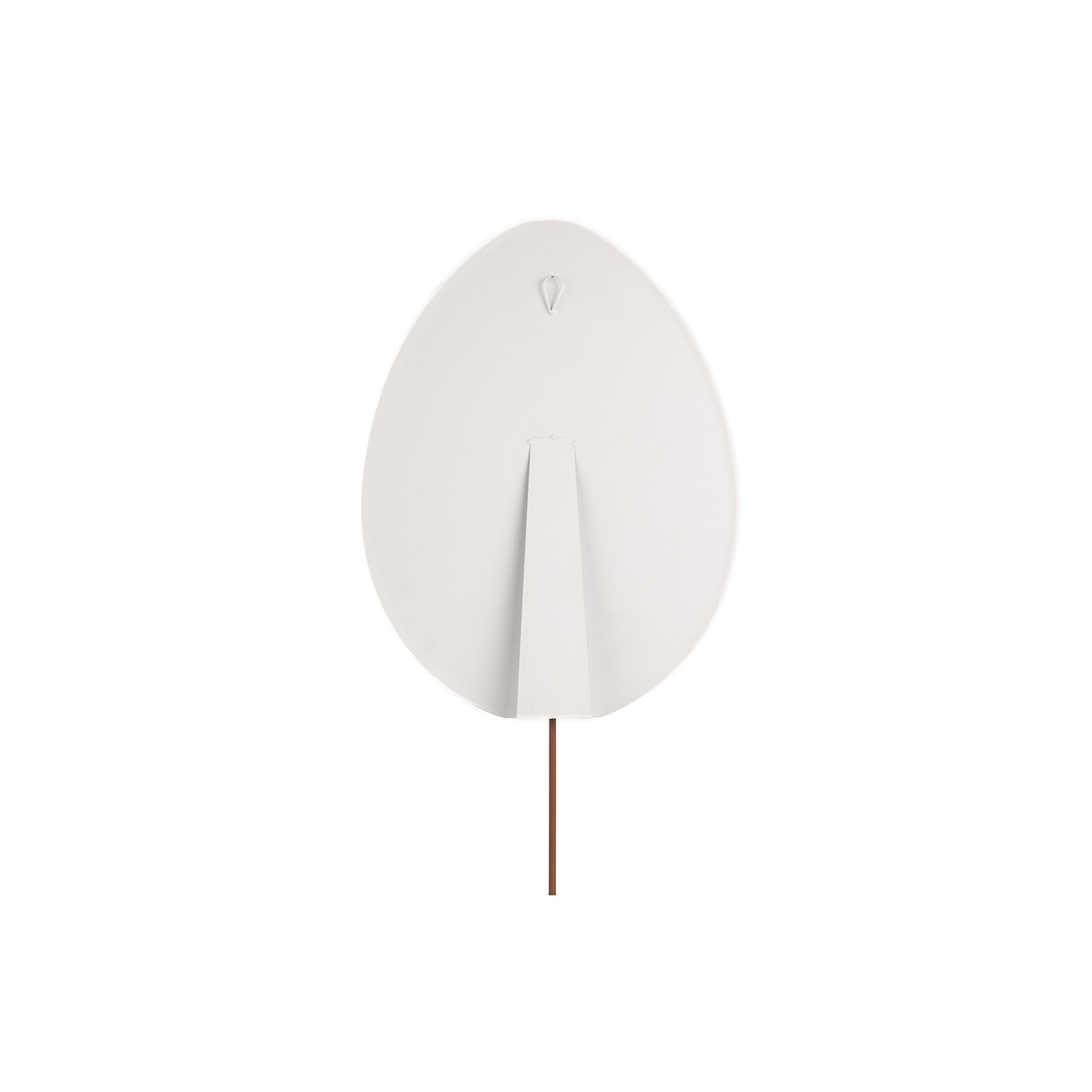Pink ceramic Easter egg with 'Happy Easter' text in white script on a pastel background.