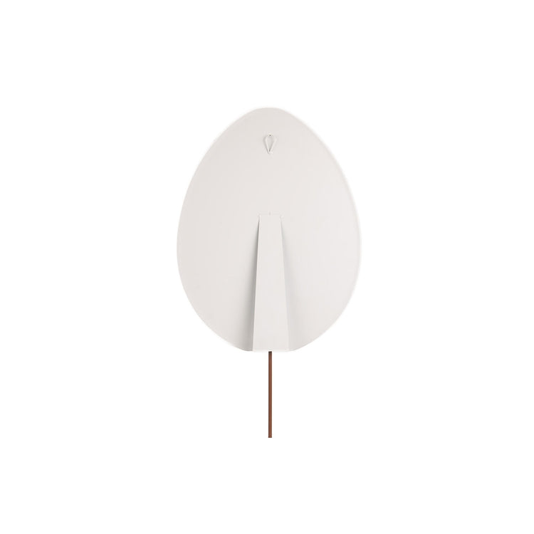 Pink ceramic Easter egg with 'Happy Easter' text in white script on a pastel background.