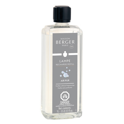 Lampe Berger recharge refill bottle with white label showing French fragrance diffusion.
