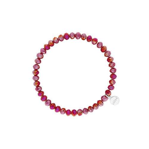Stretchy bracelet with faceted glass beads in mixed colors