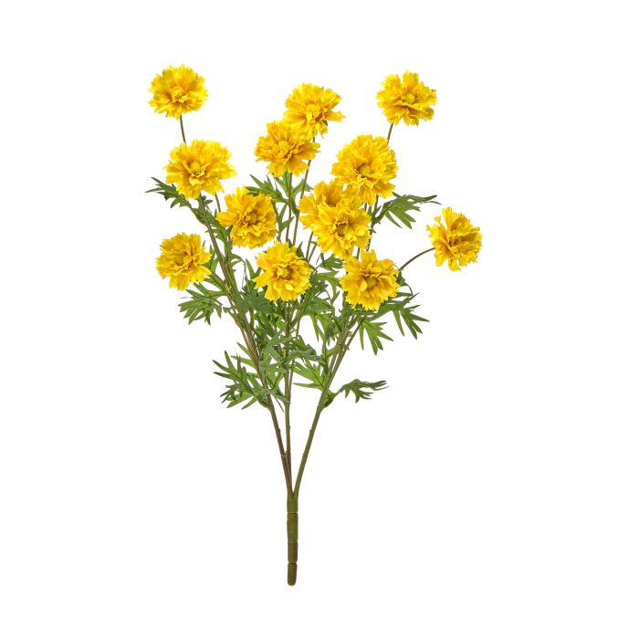 Ruffle Cosmos Bush X3 artificial plant in a round pot with ruffled leaves and green foliage.