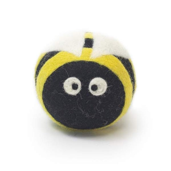Single white eco dryer ball with textured surface