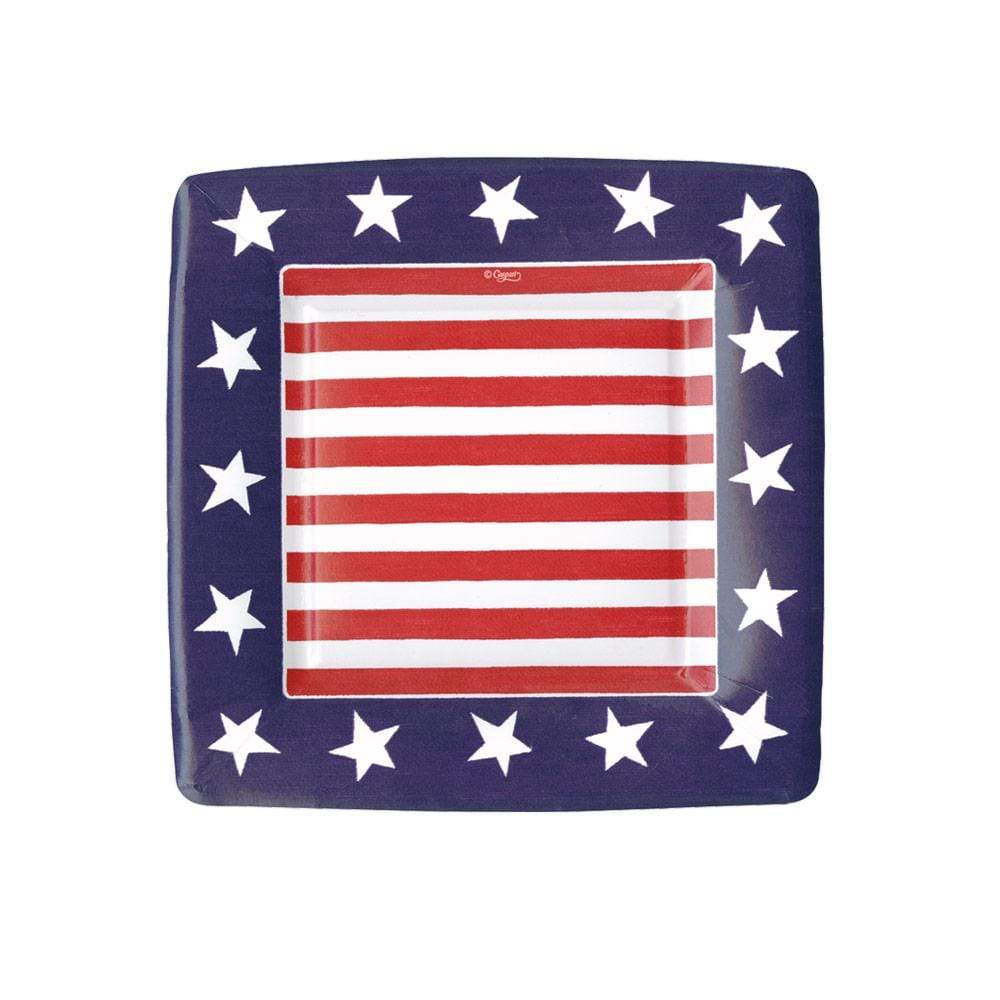 Square salad plate with water-based dye print on durable paper board