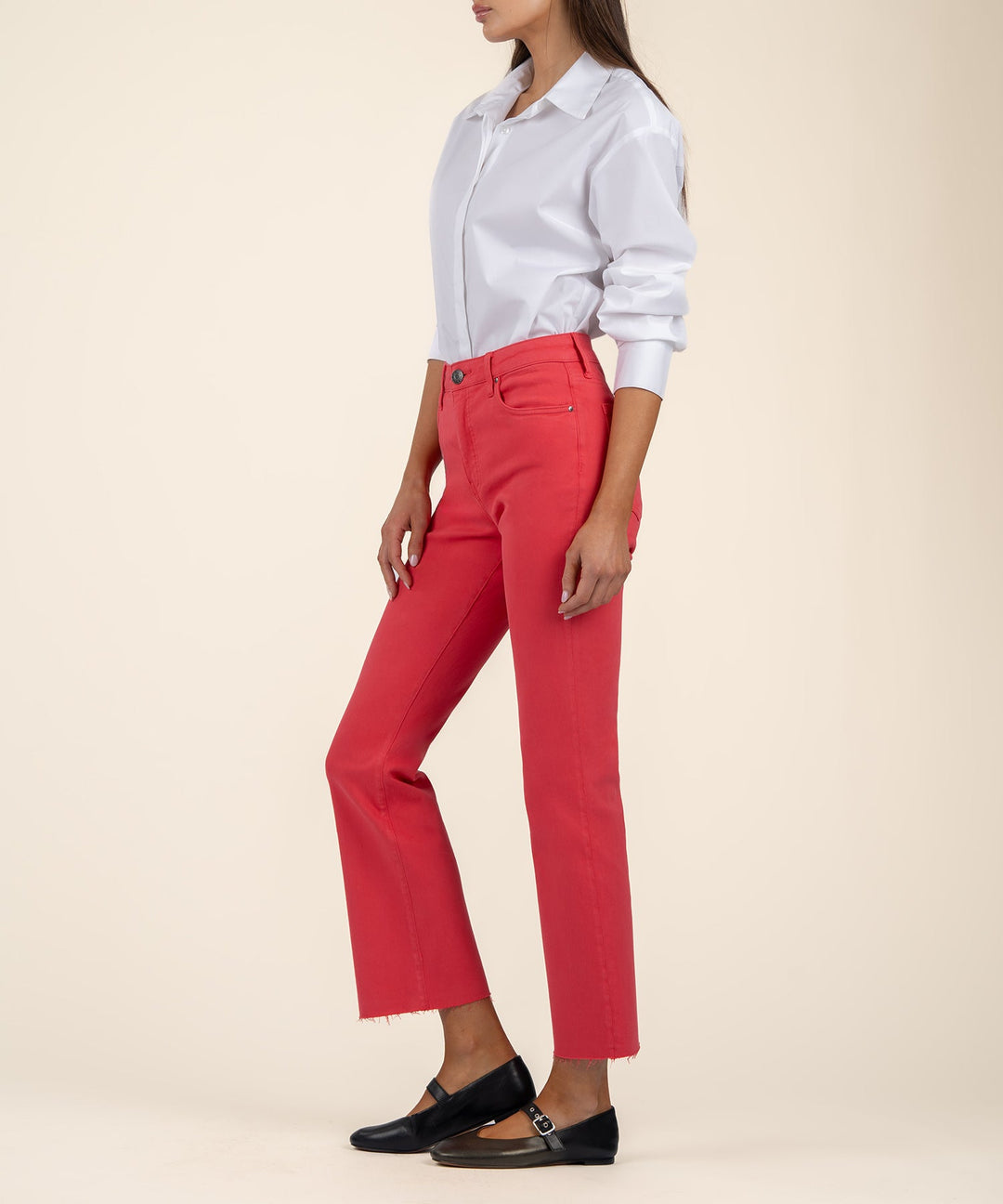 Kelsey High Rise Fab Ab Ankle Flare with Raw Hem