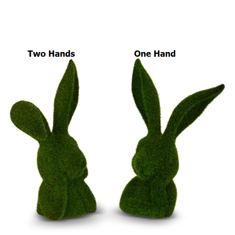 Resin bust sculpture of a moss-green thinking rabbit with closed eyes.