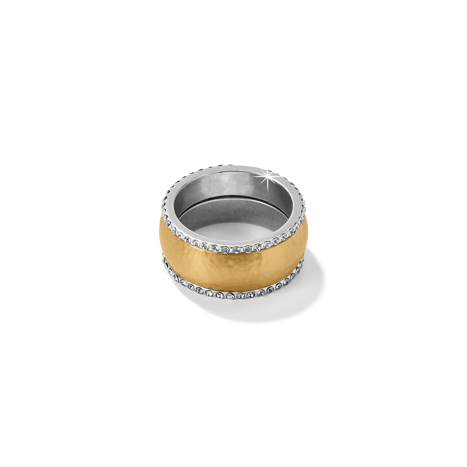 Meridian Geo Band Ring in gold-plated finish with fine quality crystal borders.