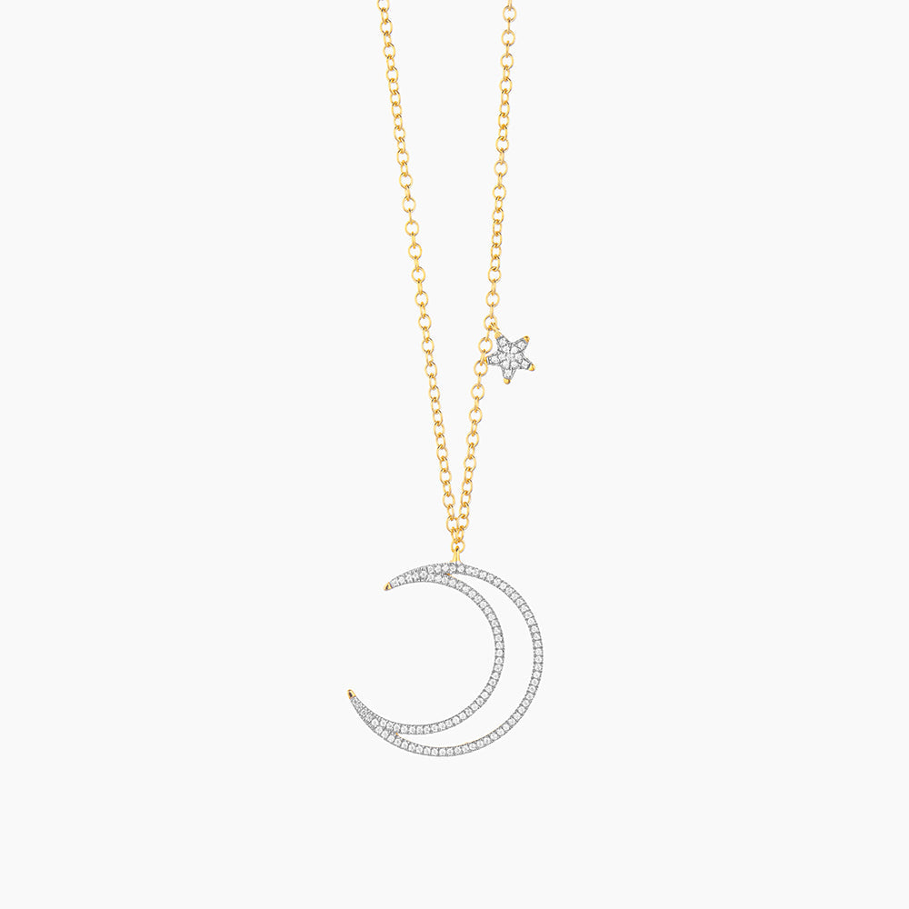 Waterproof Crescent Moon & Star Pendant Necklace