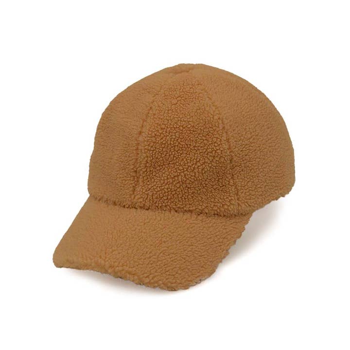 Black C.C Cozy Sherpa cap with a folded brim and embroidered logo tag.