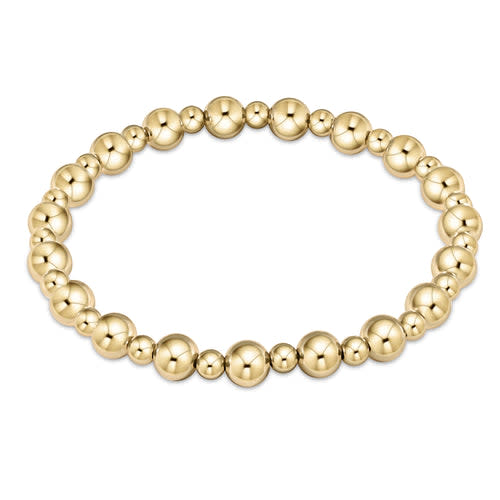 Classic Grateful Pattern 6mm Bead Bracelet in gold featuring alternating 6mm and 4mm beads.